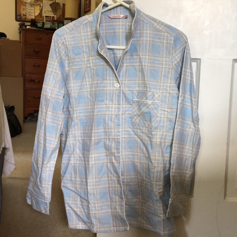 La Vie En Rose Flannel Pajama Top